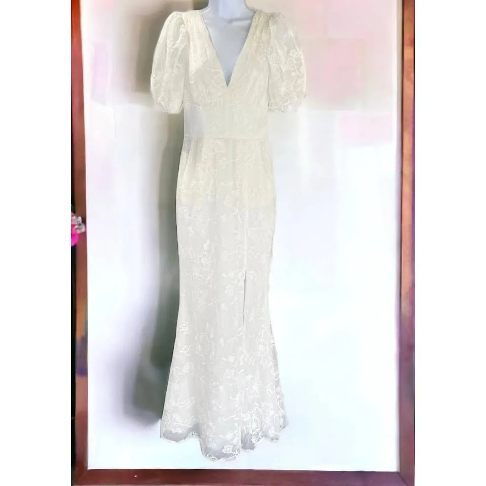 Dress The Population Off White Lace Trumpette Gown Dress Bohemian Festival S