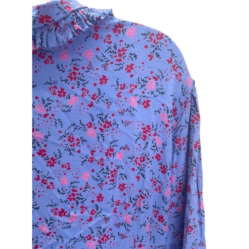 Ghost London Button Front Floral Dress Bohemian Size L Purple