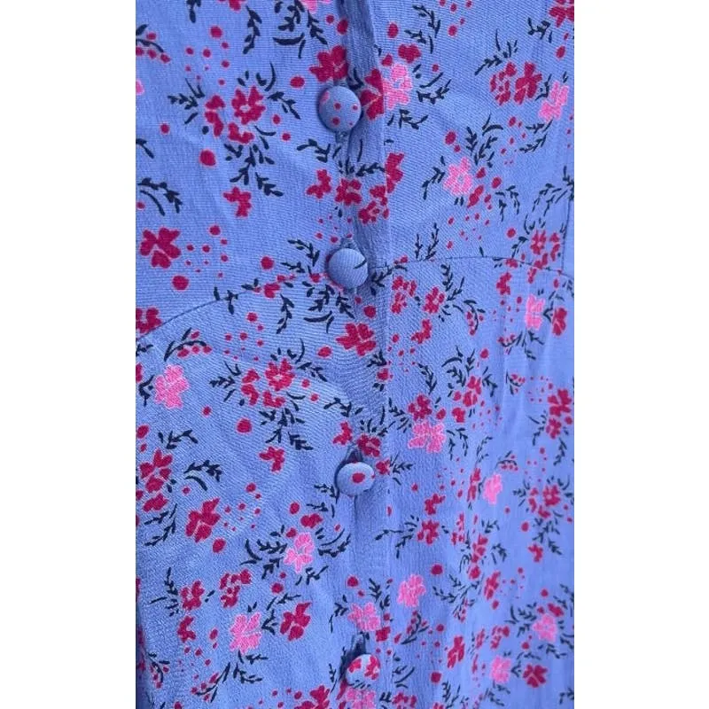 Ghost London Button Front Floral Dress Bohemian Size L Purple