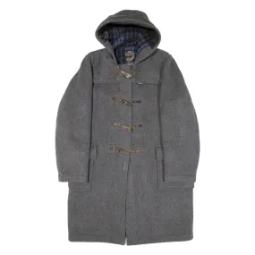 GLOVERALL Mens Duffle Coat Grey Knit Wool 90s Hooded M