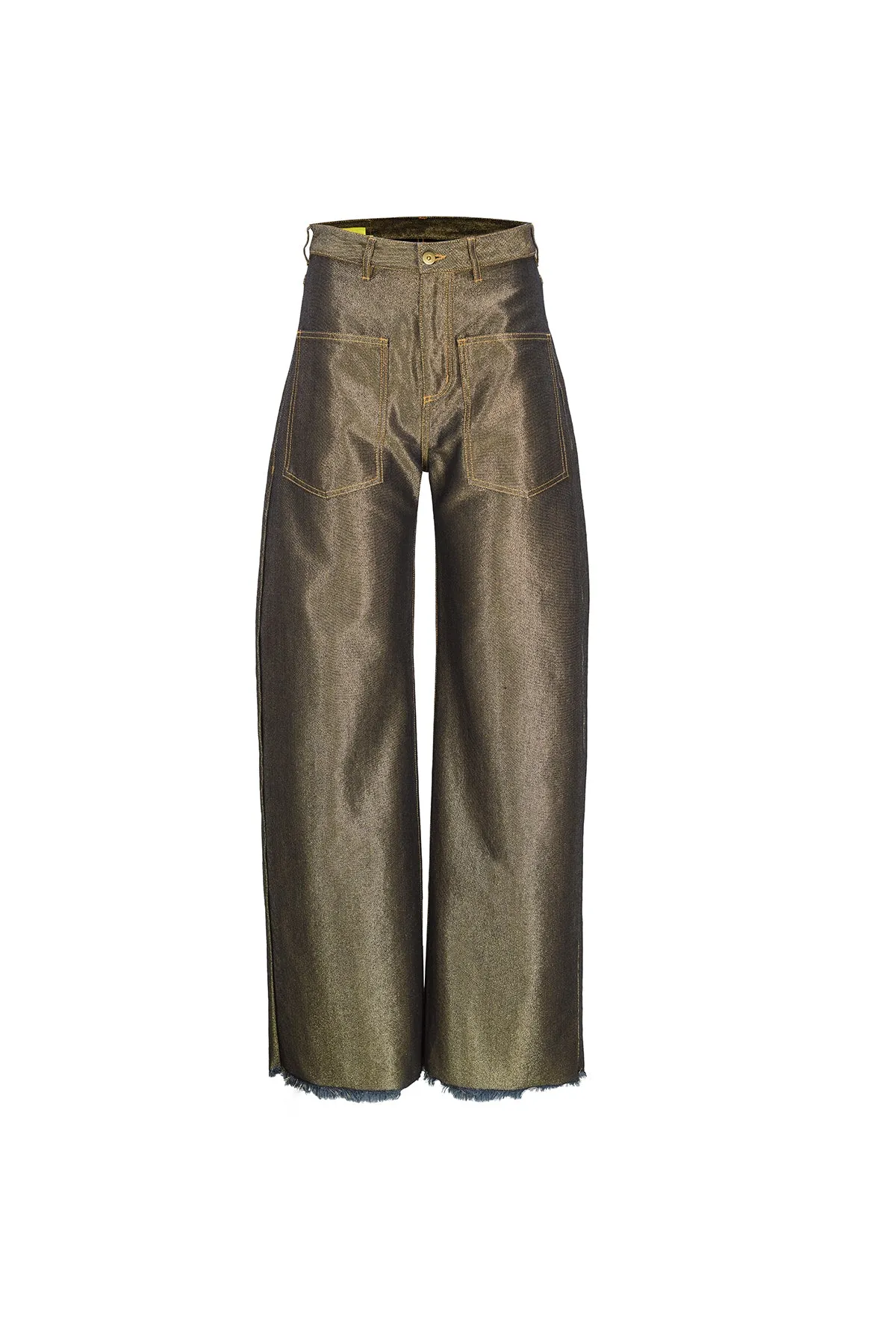 GOLD DENIM PATCH POCKET BOYFRIEND JEANS