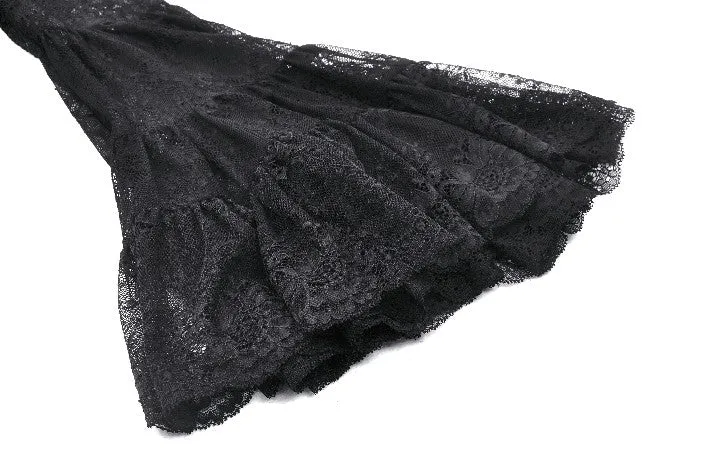 Gothic Romantic Lace Patchwork Bell-Sleeve Layered Cuff Top TW607