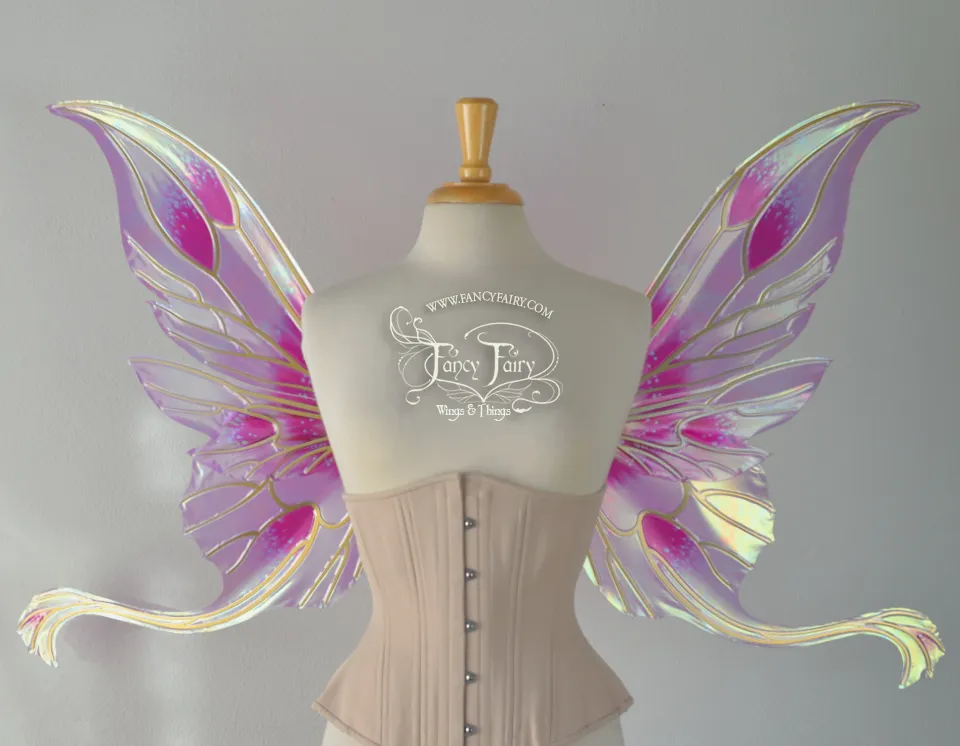 Guinevere Iridescent Fairy Wings in Pink Queen Alexandra Poppy
