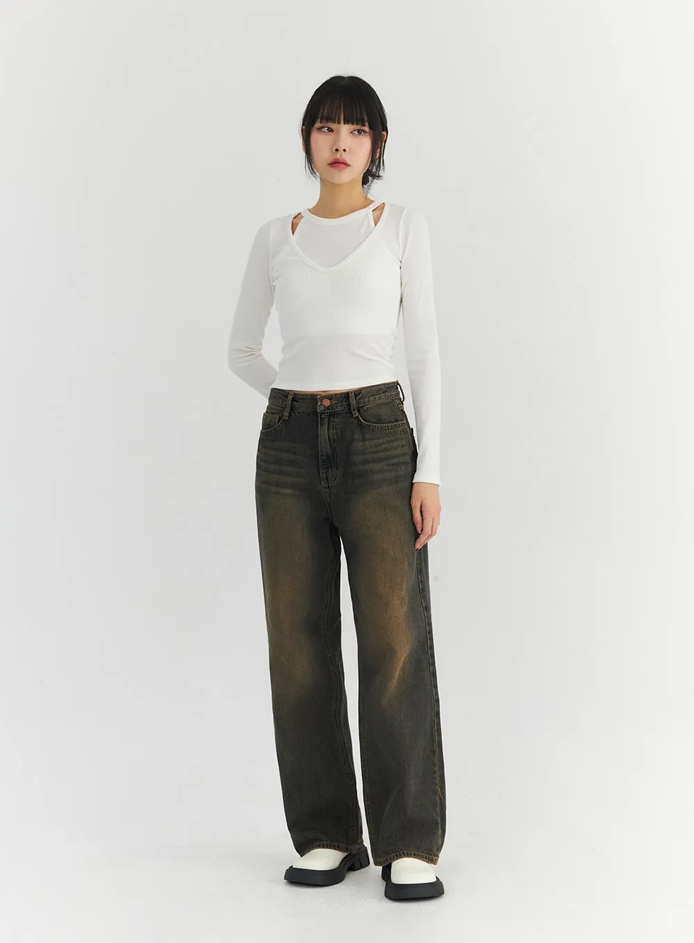 Halter Neck Layered Crop Tee CN301