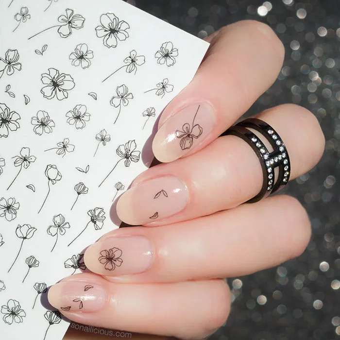 Ink Flower Nail Stickers - 060 XXL