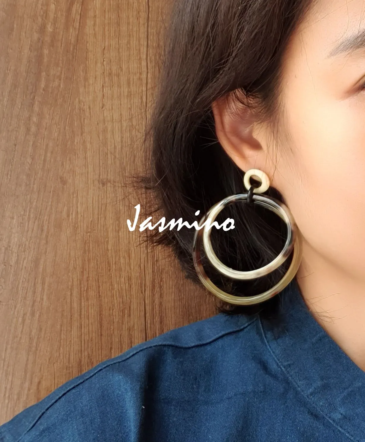 Jasmino Ethnic Bohemian Vintage Leopard Drop Earrings Made By Natural Buffalo Horn