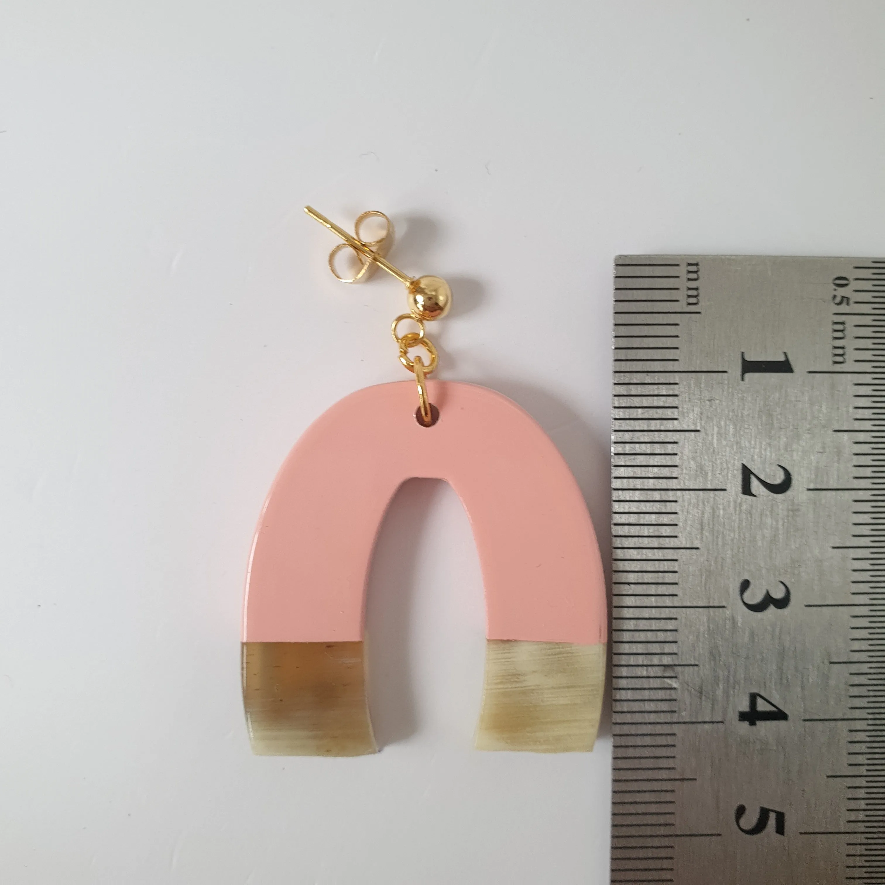 Jasmino Unique Handmade U Shaped Pink Earrings For Women Made By Natural Buffalo Horn