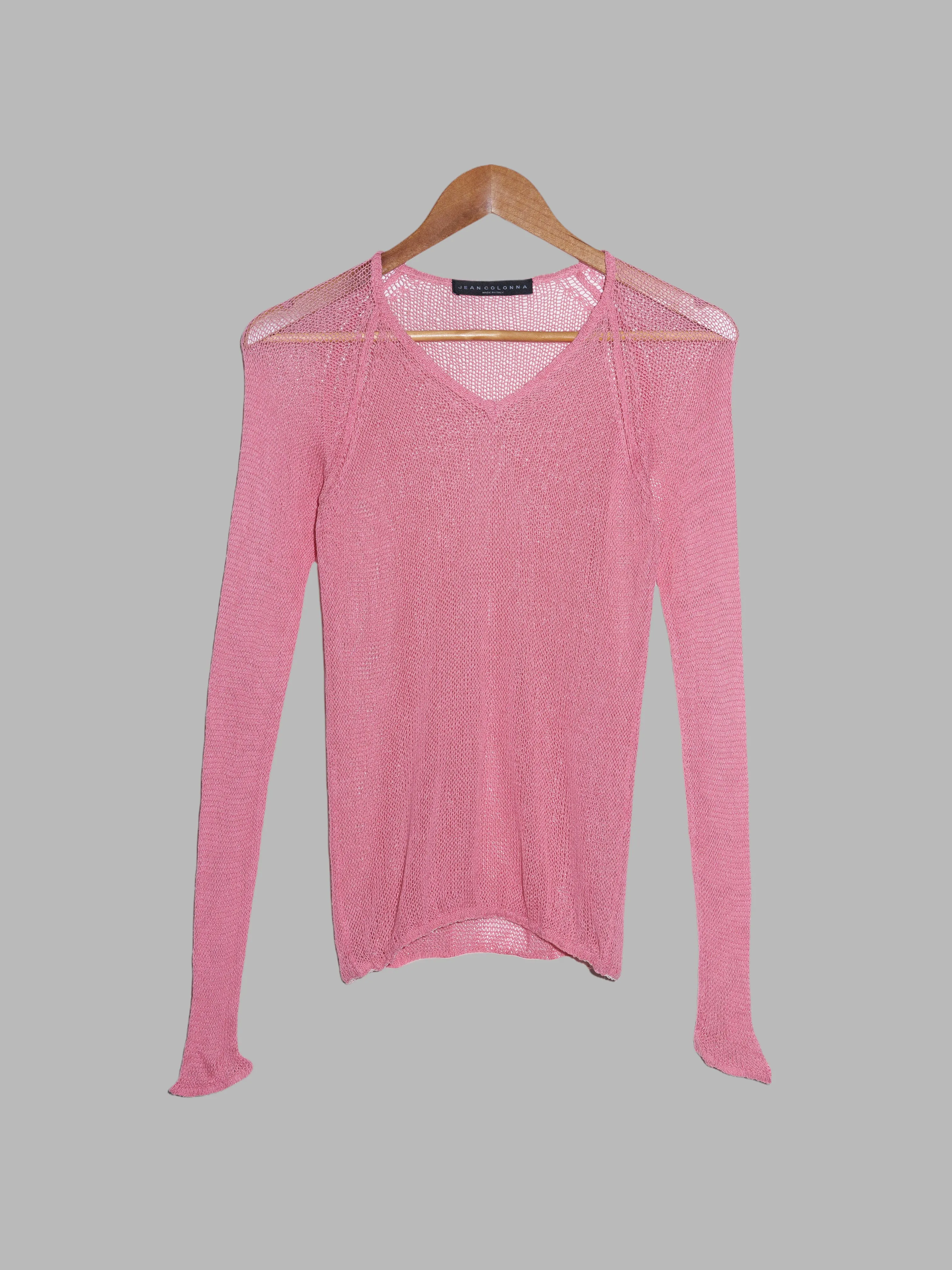 Jean Colonna AW1998 pink silk loose knit long sleeve top - XS