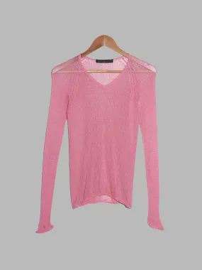 Jean Colonna AW1998 pink silk loose knit long sleeve top - XS