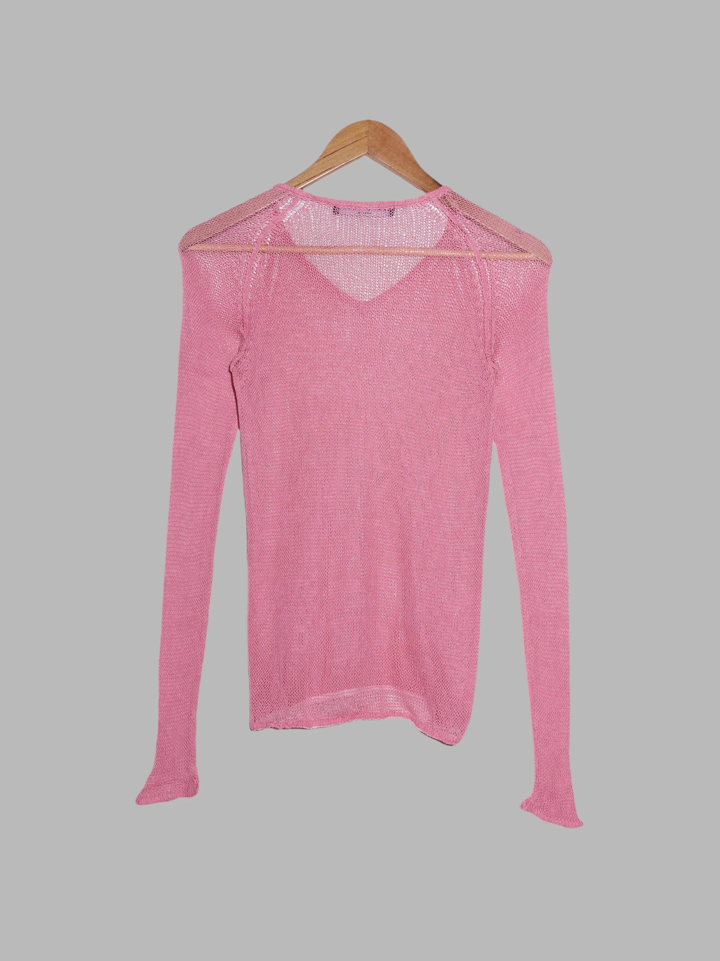 Jean Colonna AW1998 pink silk loose knit long sleeve top - XS