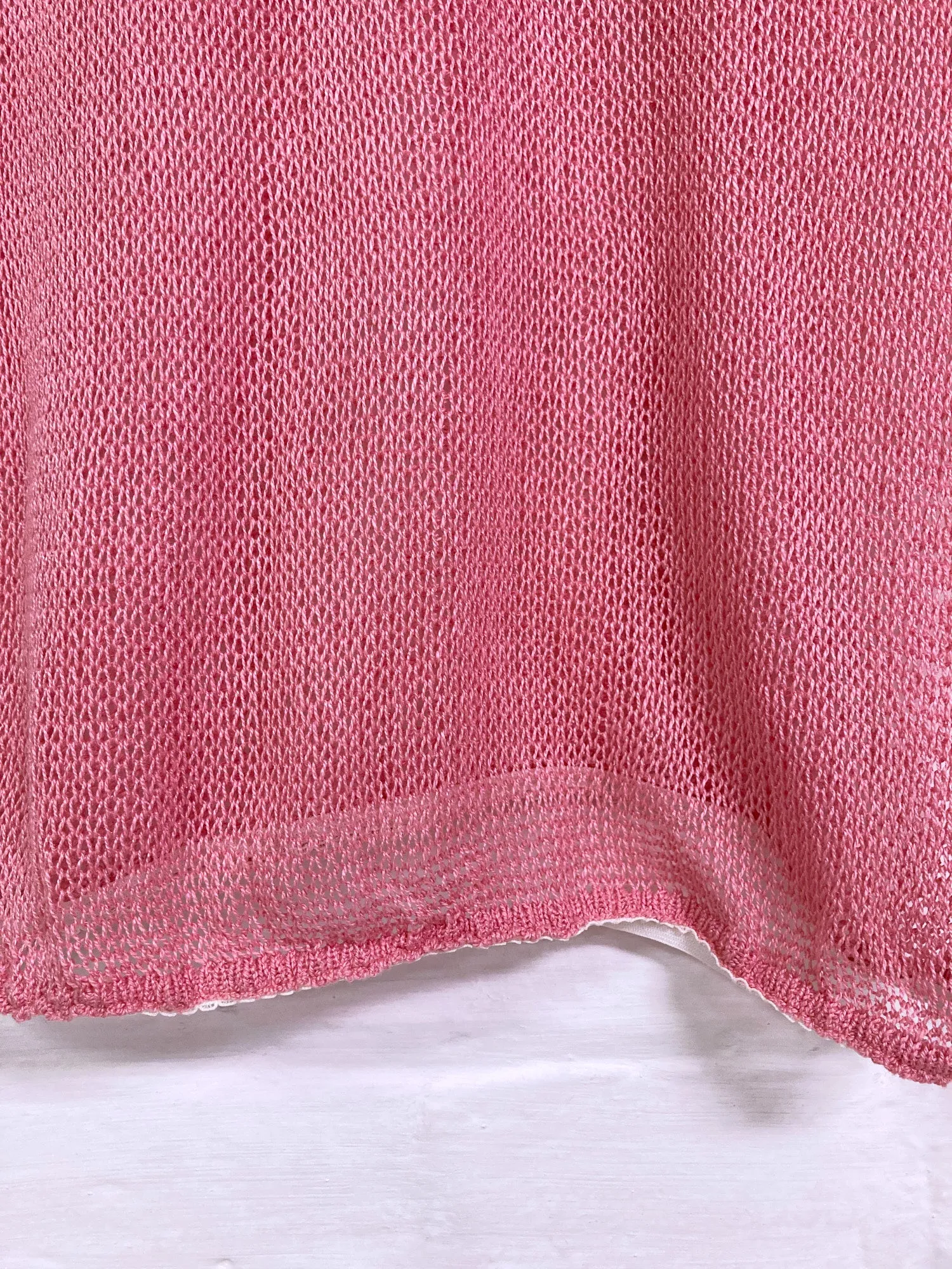 Jean Colonna AW1998 pink silk loose knit long sleeve top - XS