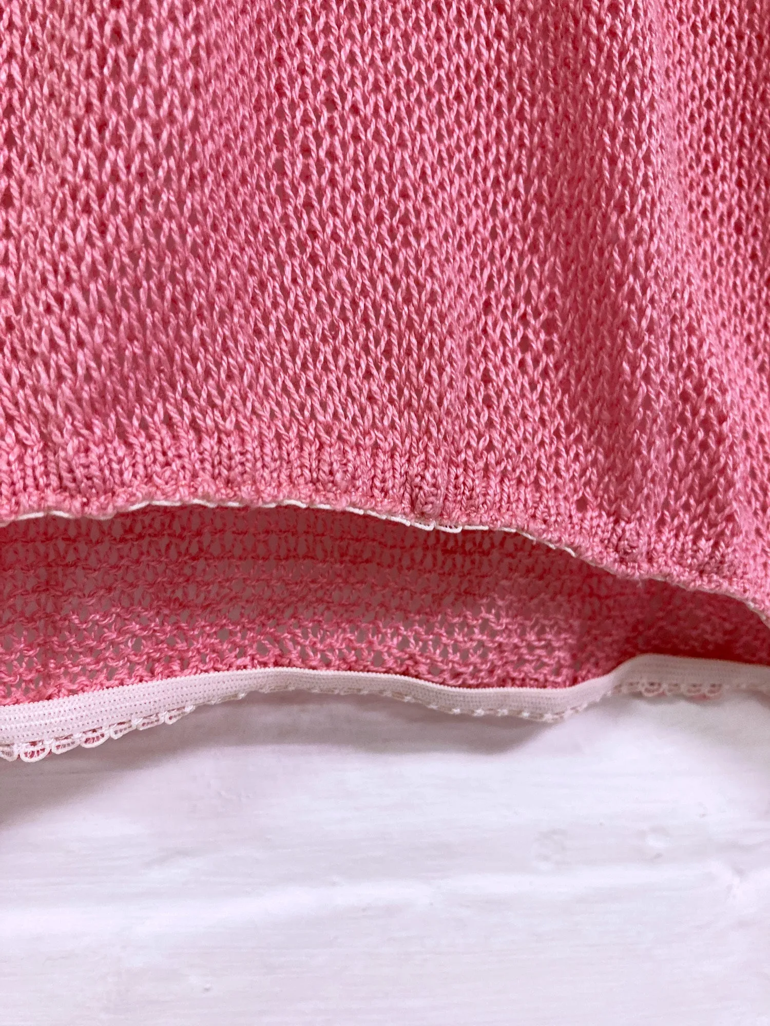 Jean Colonna AW1998 pink silk loose knit long sleeve top - XS
