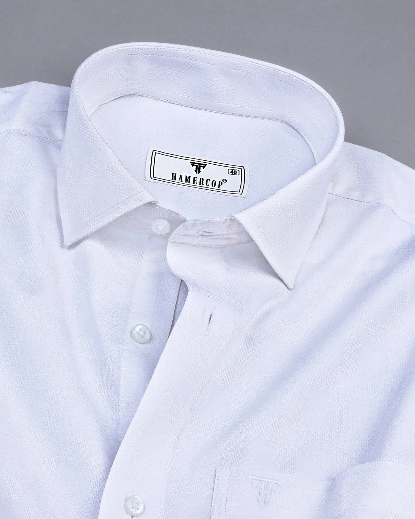 Jordan White Self Check Dobby Cotton Solid Shirt
