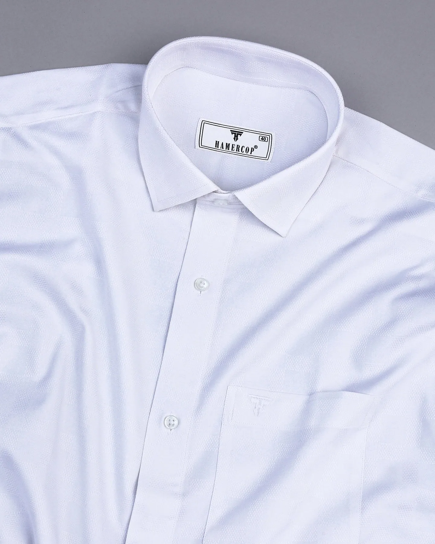 Jordan White Self Check Dobby Cotton Solid Shirt