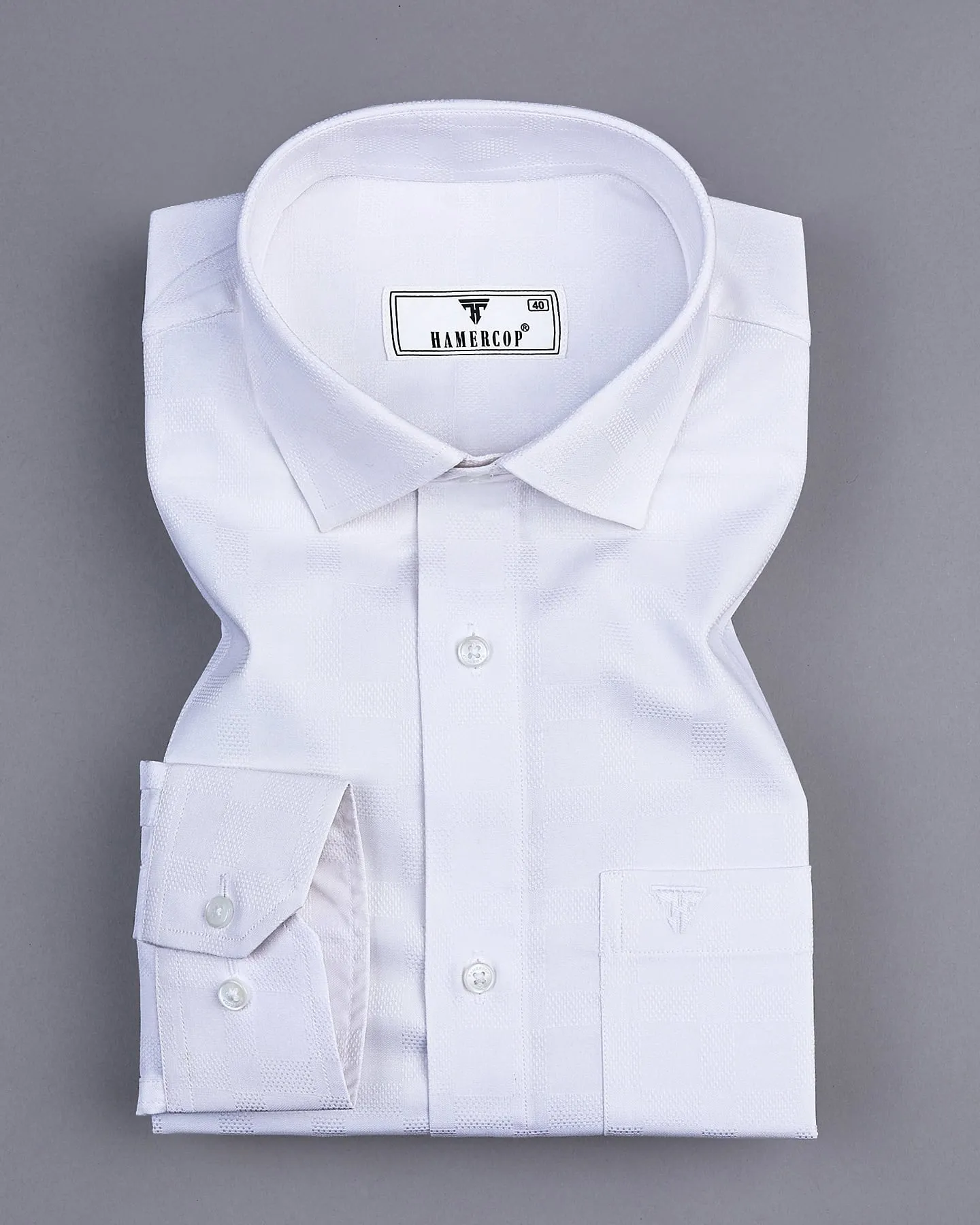 Jordan White Self Check Dobby Cotton Solid Shirt