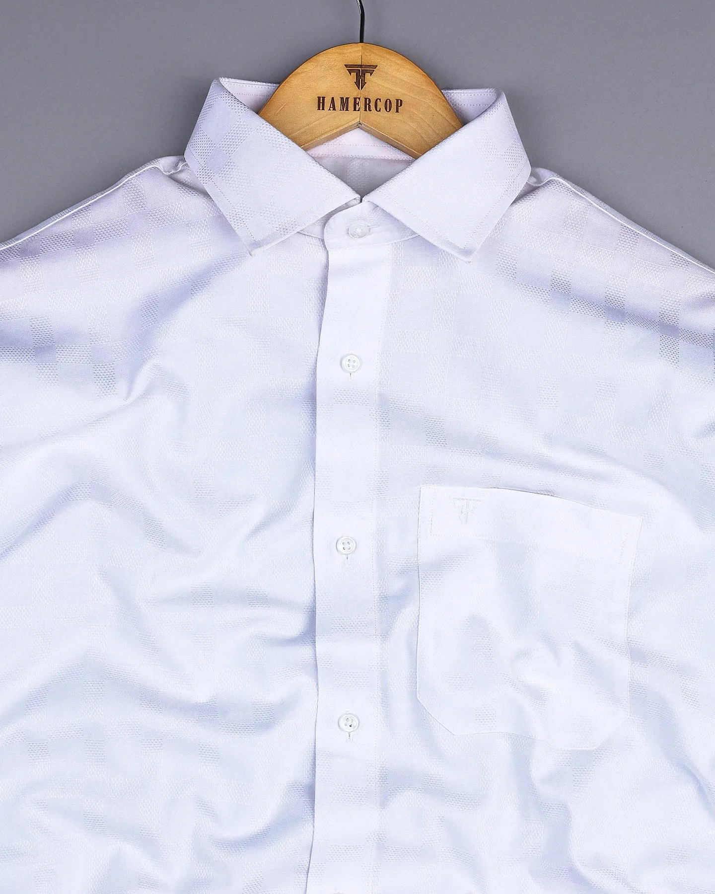 Jordan White Self Check Dobby Cotton Solid Shirt