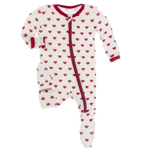 Kickee Pants Natural Hearts Zipper Footie