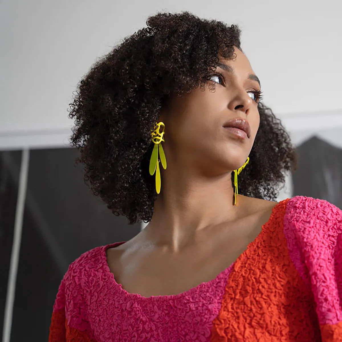 Lace Stud and Fringe Earring, Golden Lux