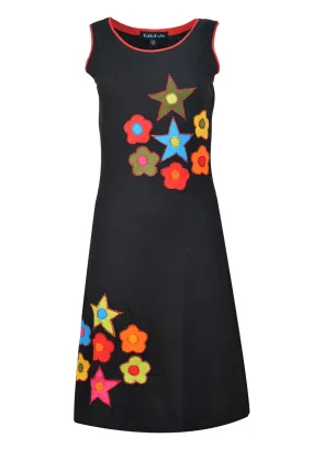 ladies-sleeveless-dress-with-star-and-flower-patches