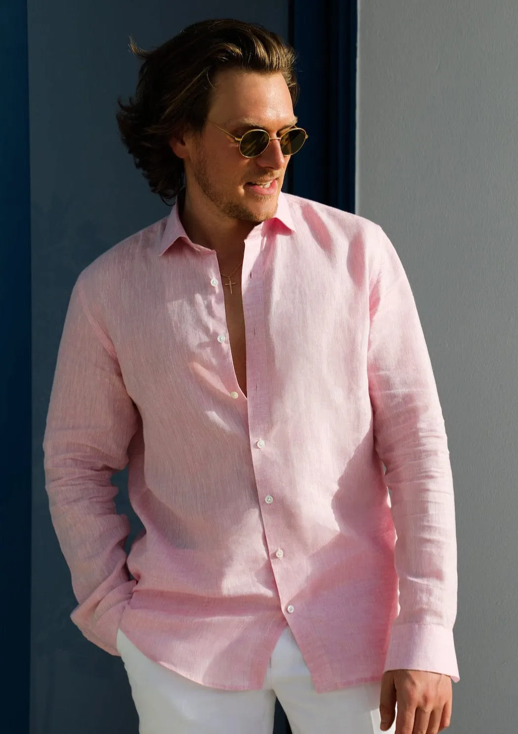 Laos Linen Shirt - Pink