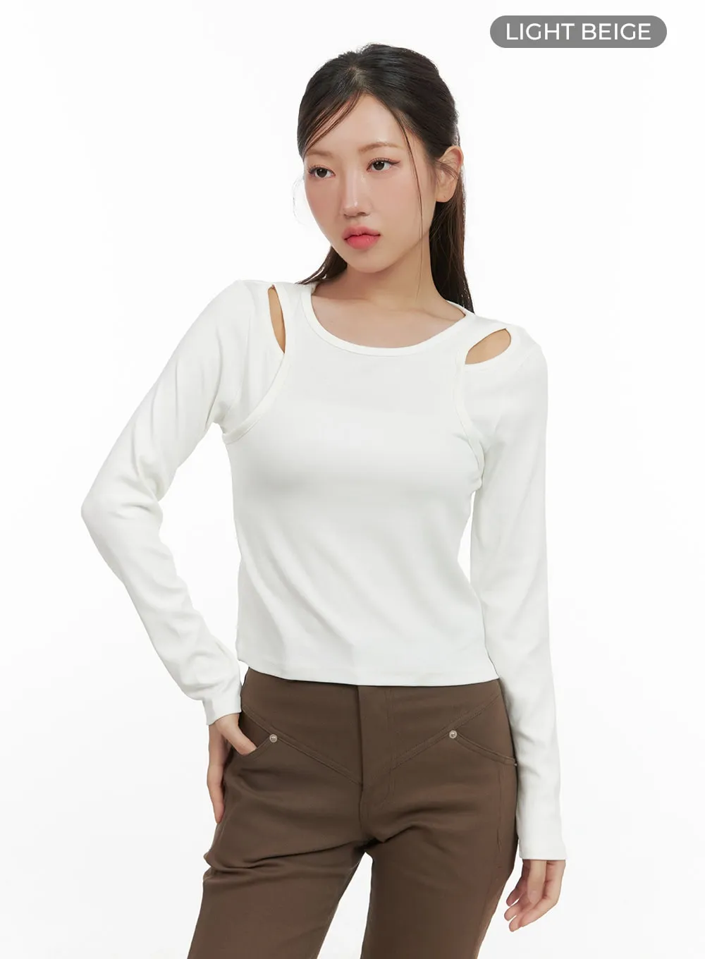 Layered Cutout Long Sleeve Top CS405