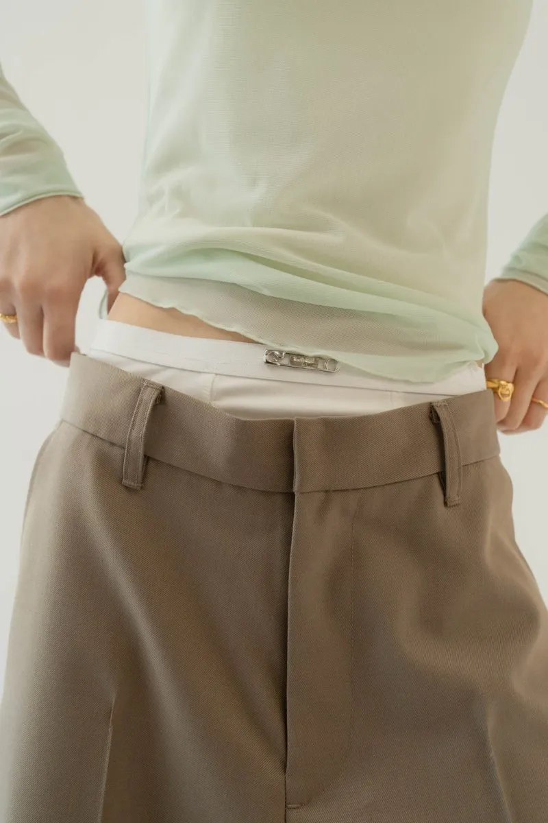 layered half pants(unisex)/beige