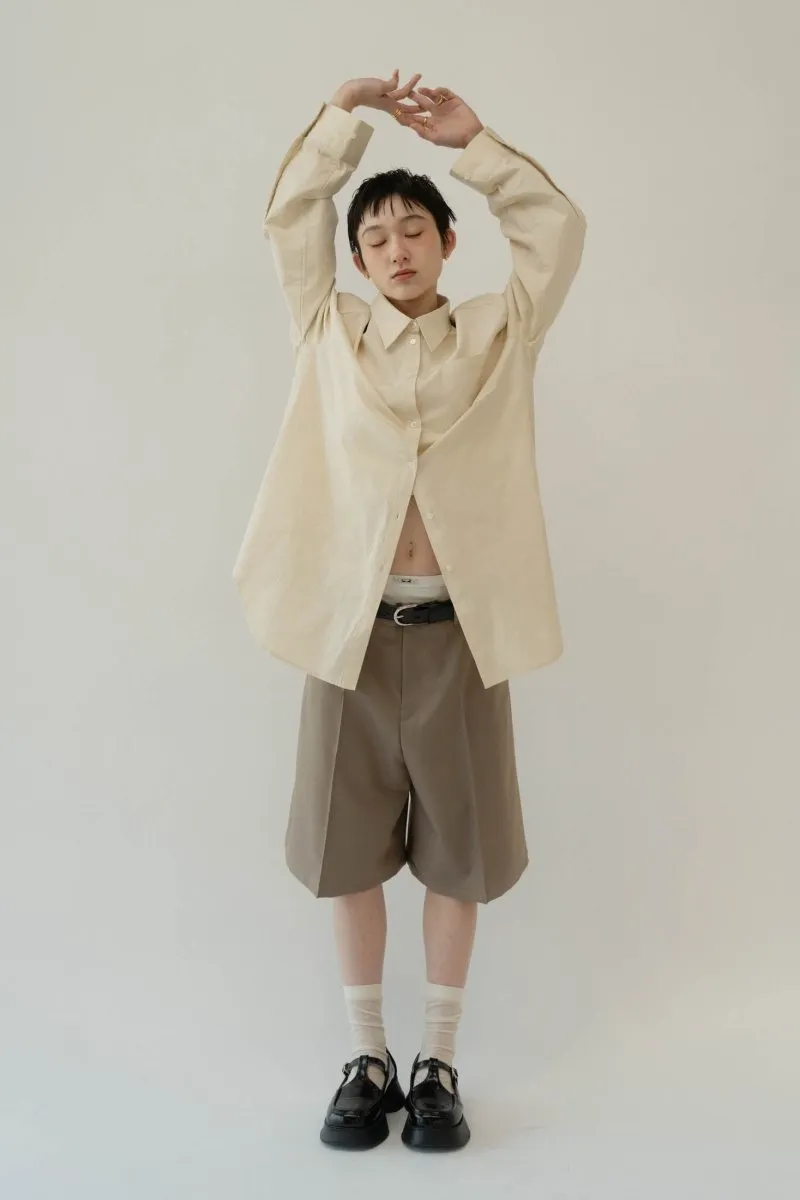 layered half pants(unisex)/beige