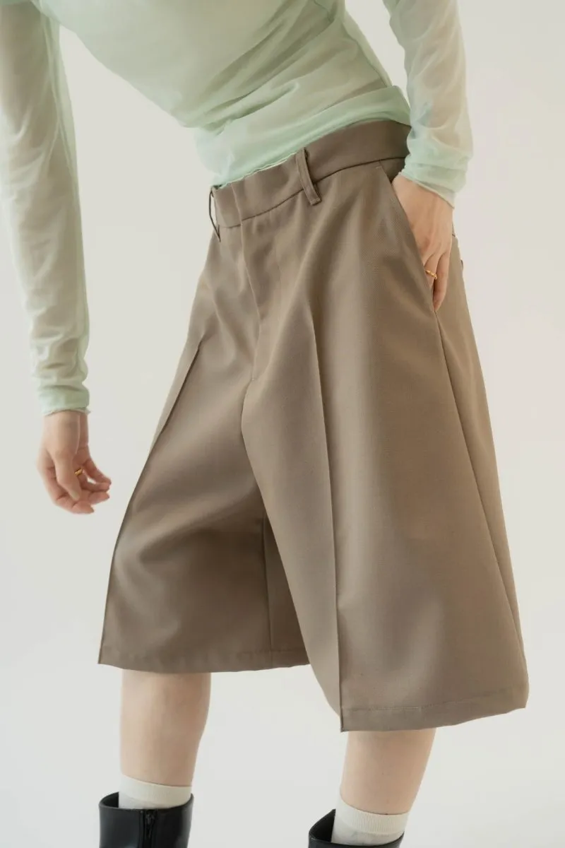 layered half pants(unisex)/beige
