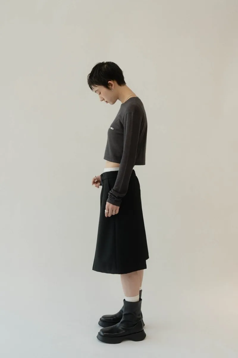 layered half pants(unisex)/black