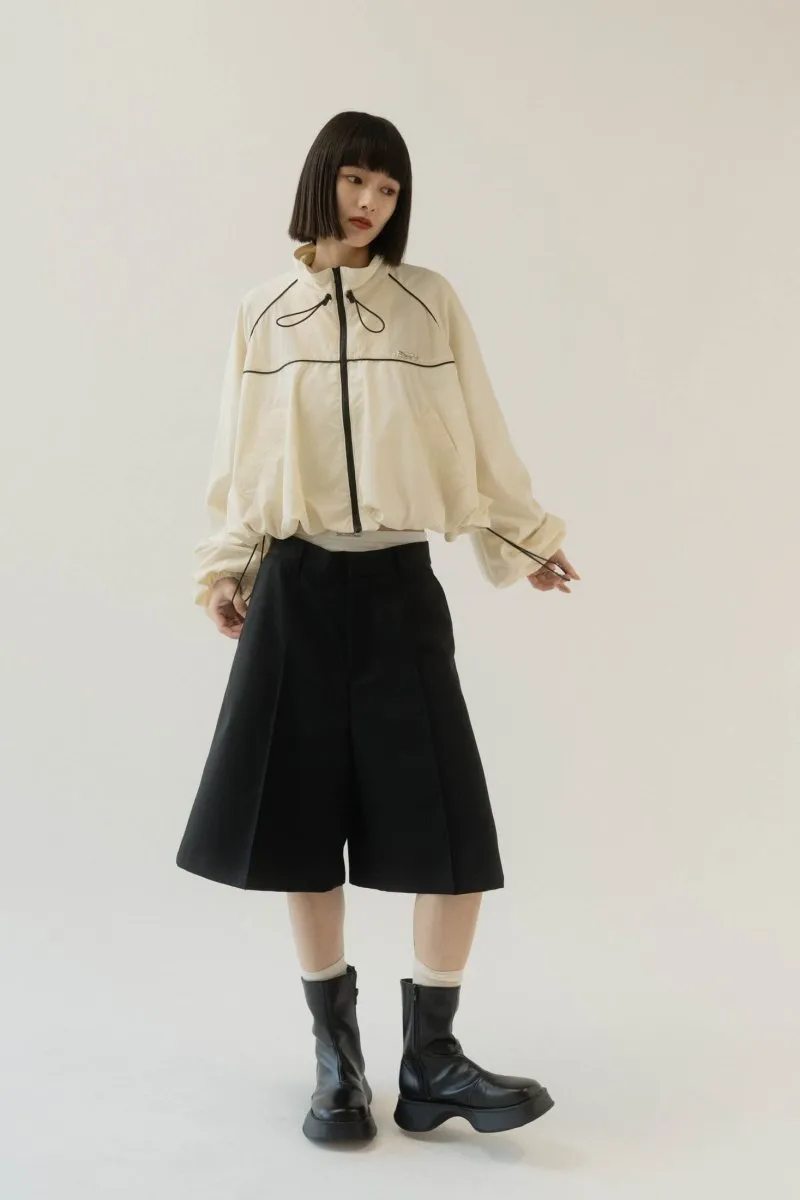 layered half pants(unisex)/black