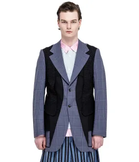 Light Blue Checkered Reverse Blazer