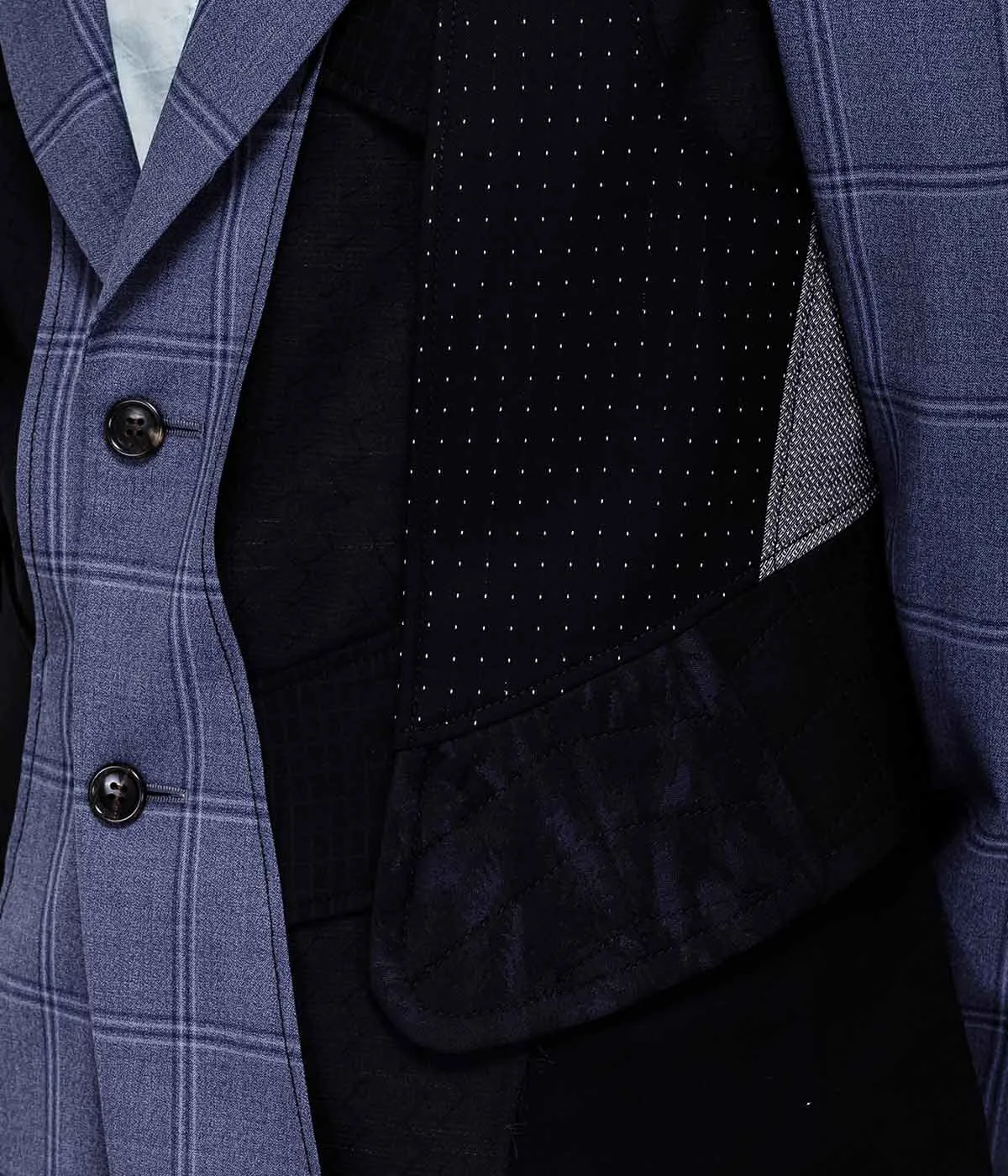 Light Blue Checkered Reverse Blazer
