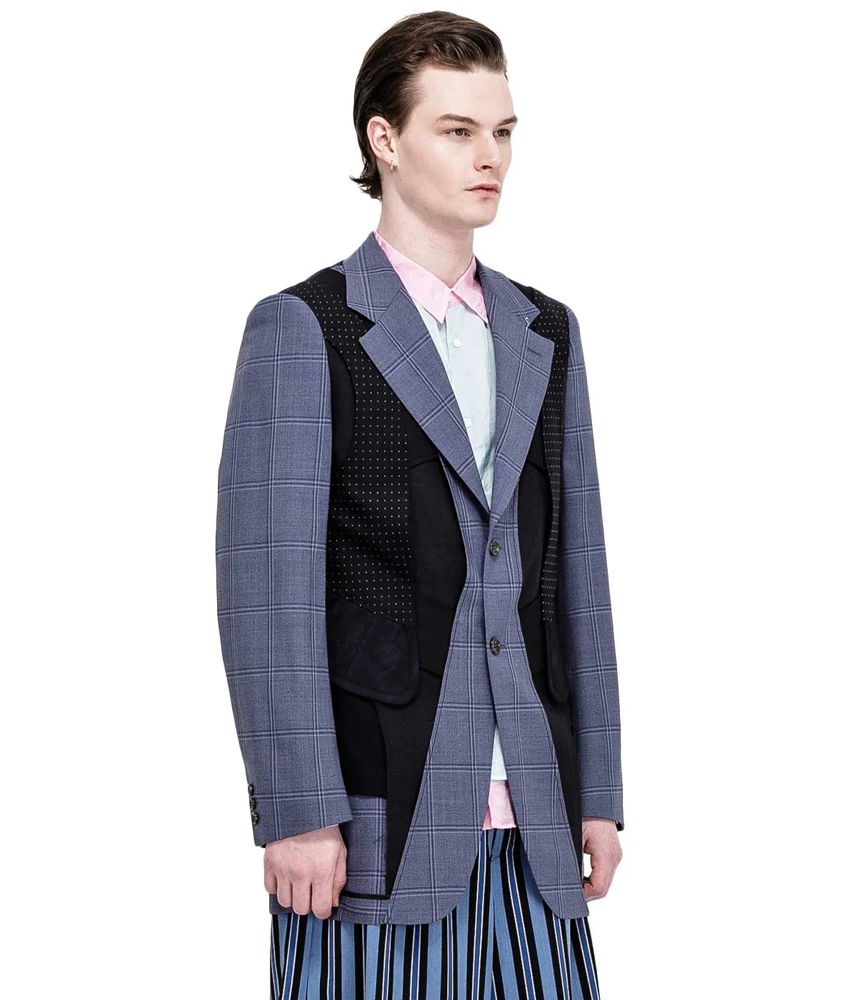 Light Blue Checkered Reverse Blazer