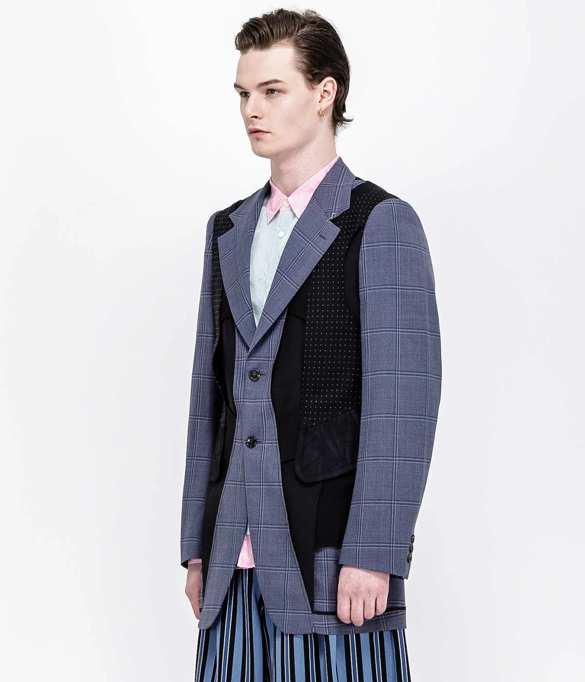 Light Blue Checkered Reverse Blazer