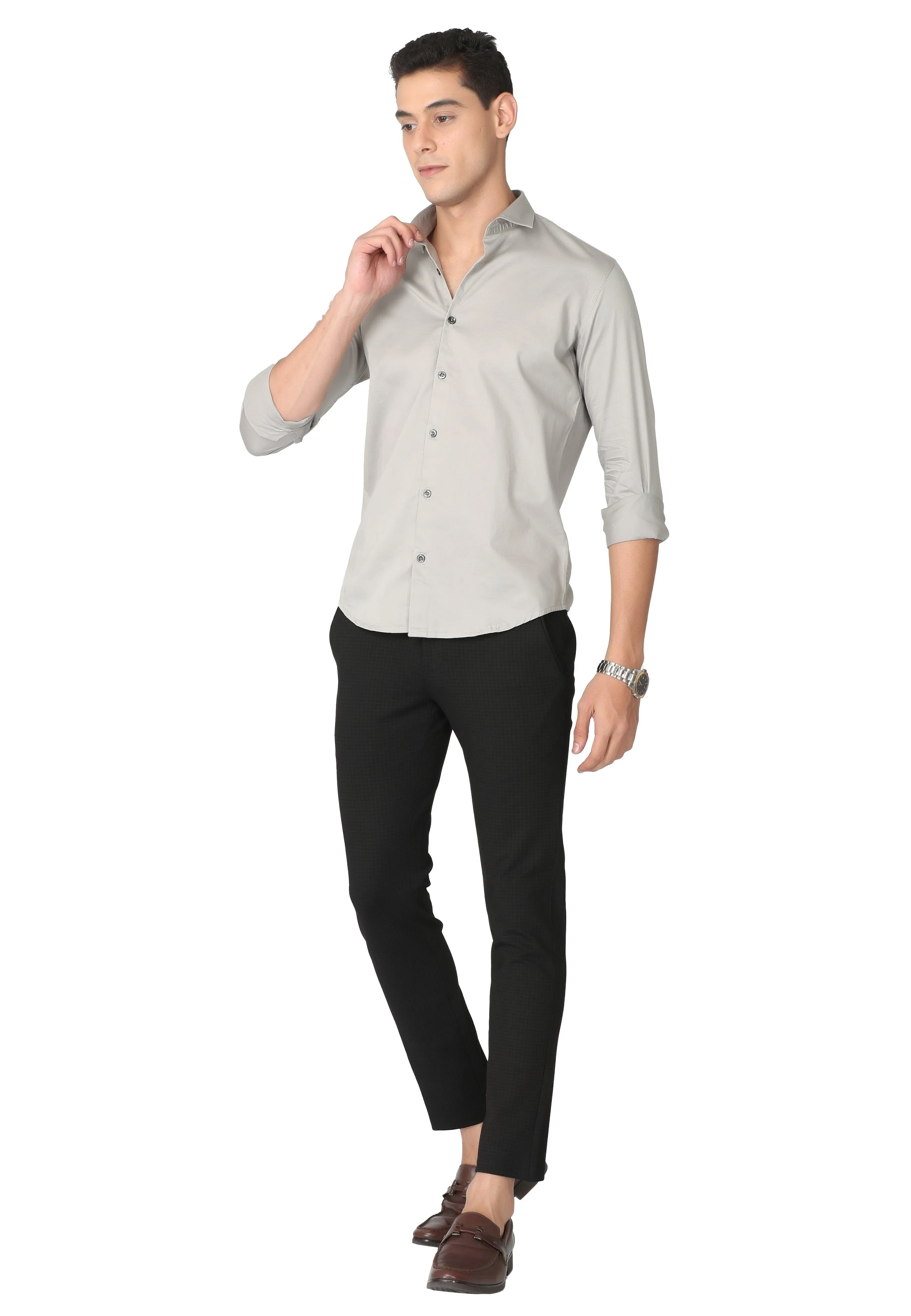 Light Cream Ash Stain Twill Formal Shirt