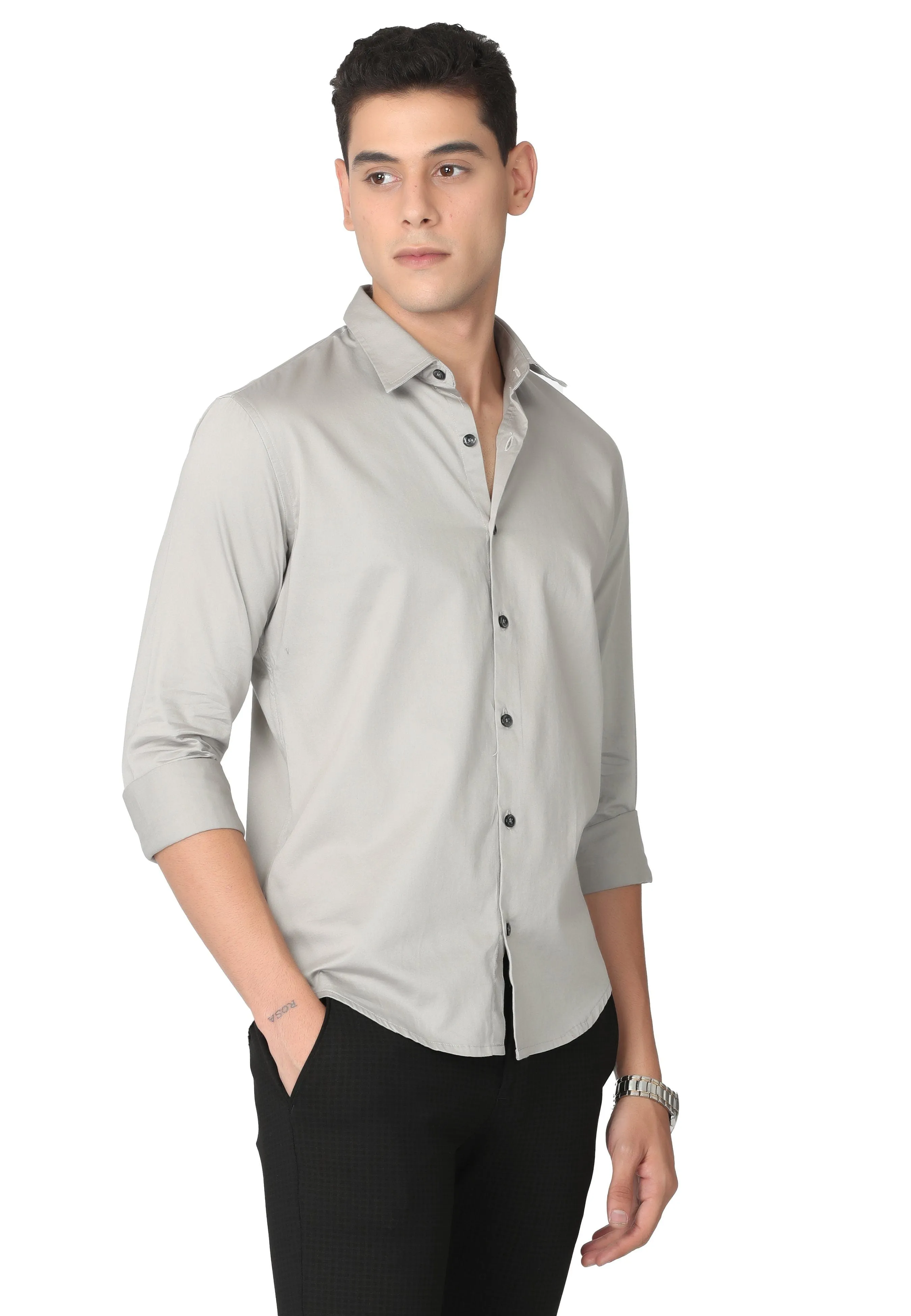 Light Cream Ash Stain Twill Formal Shirt