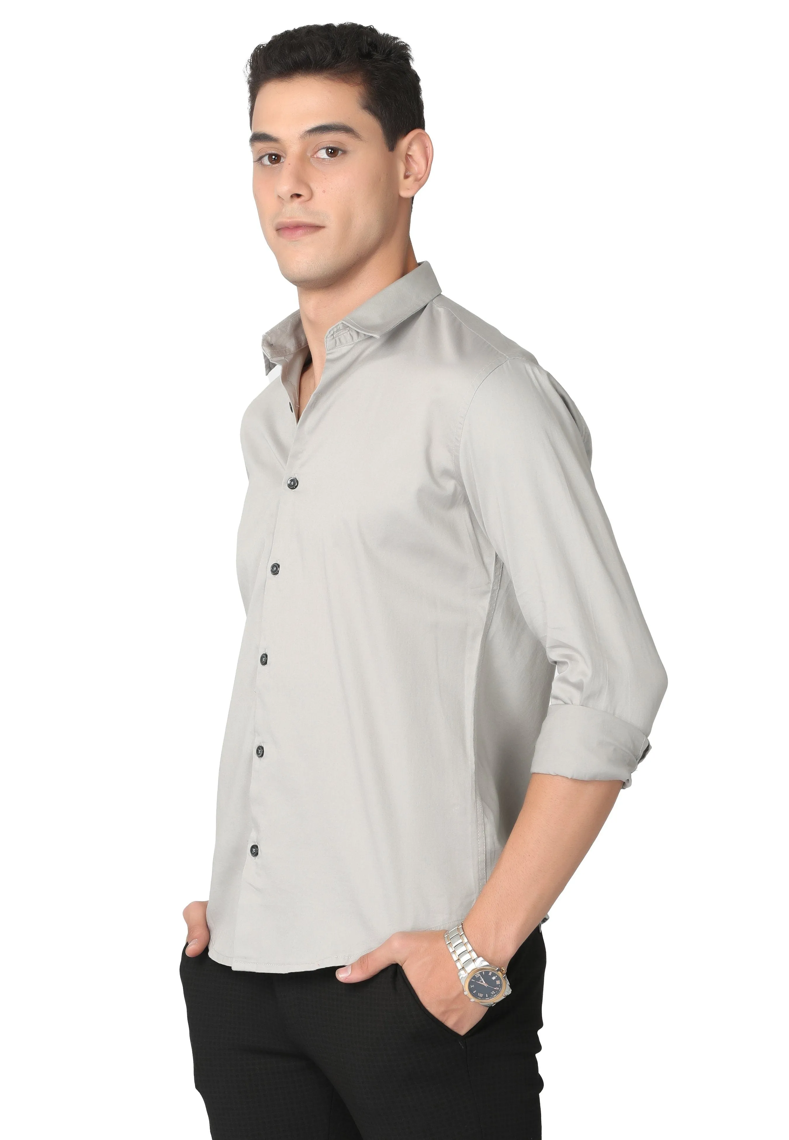 Light Cream Ash Stain Twill Formal Shirt