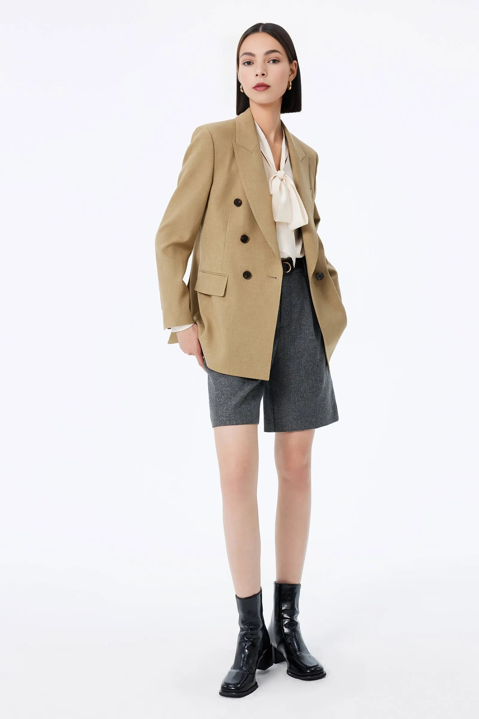 LILY Color-Block Double-Breasted Blazer