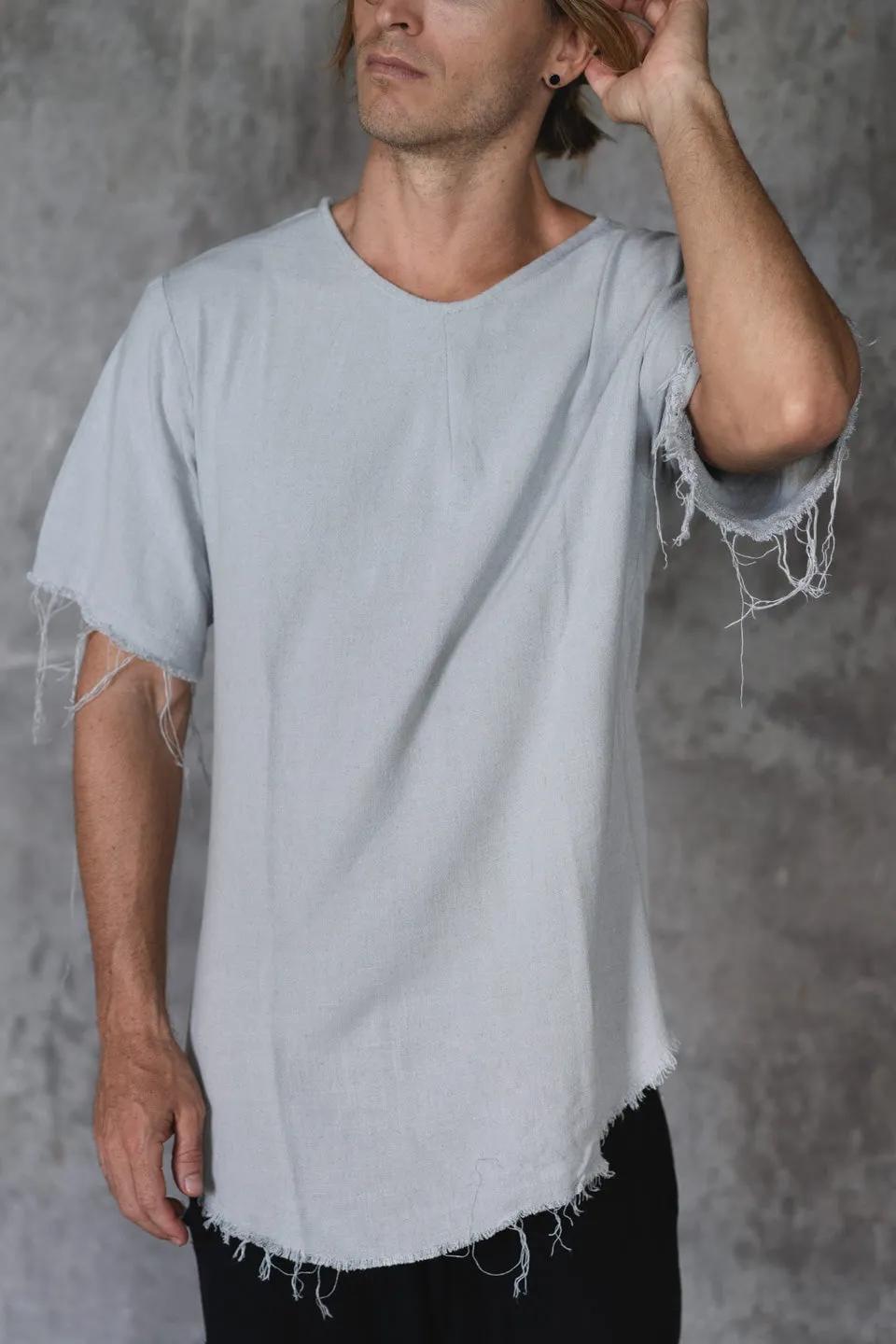 LINEN VISCOSE FOLD TEE