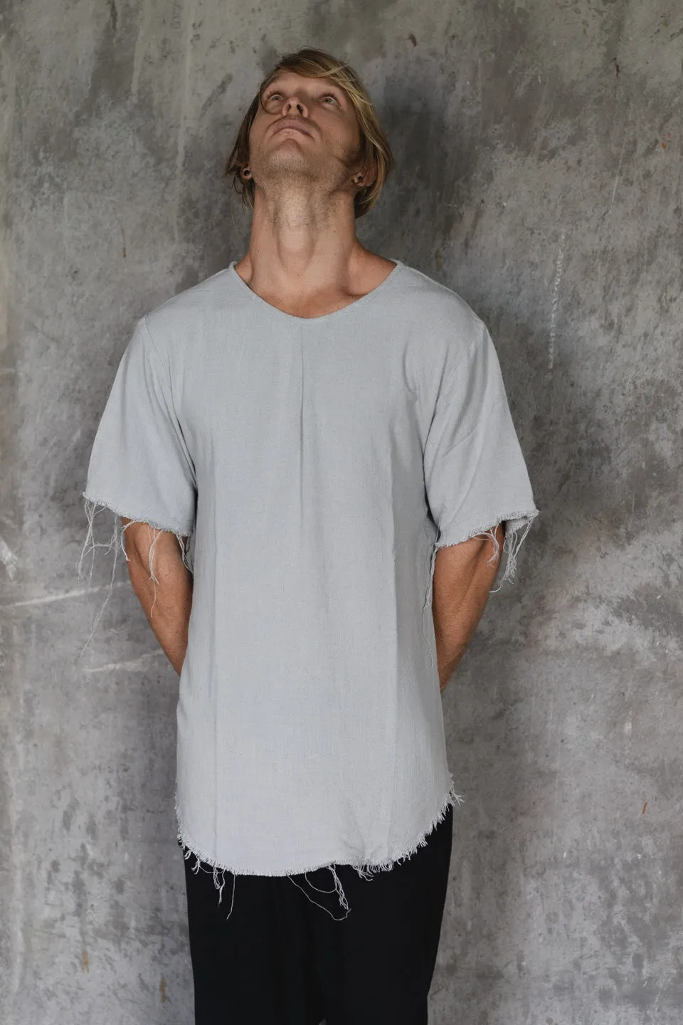 LINEN VISCOSE FOLD TEE