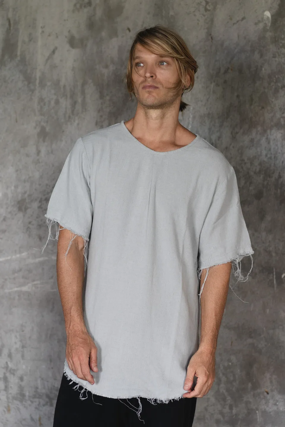 LINEN VISCOSE FOLD TEE