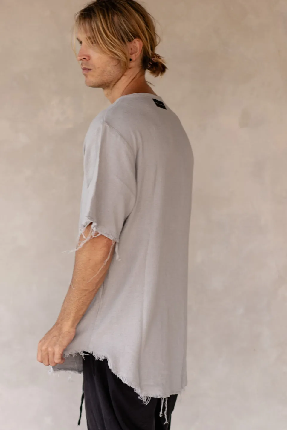 LINEN VISCOSE FOLD TEE