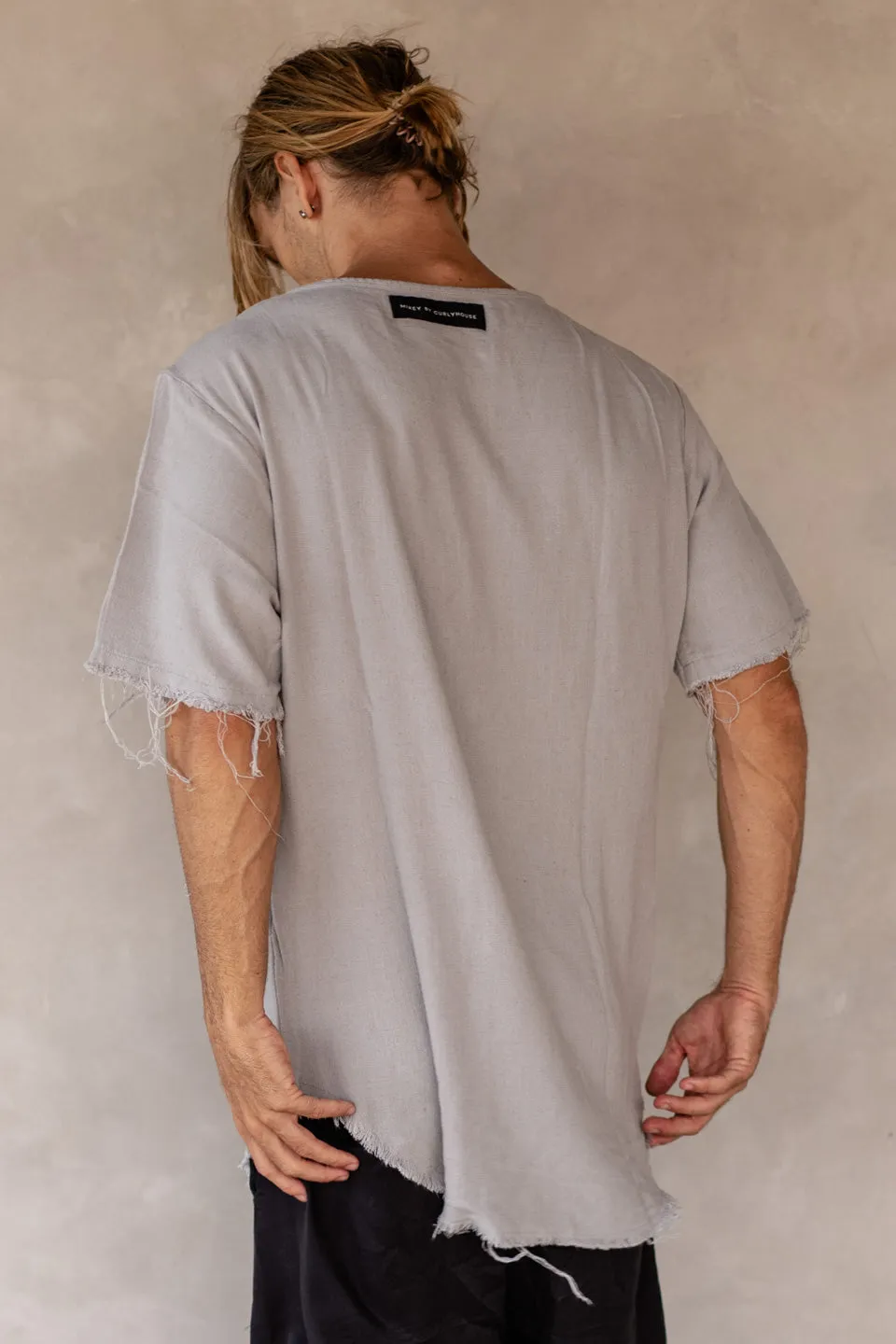 LINEN VISCOSE FOLD TEE