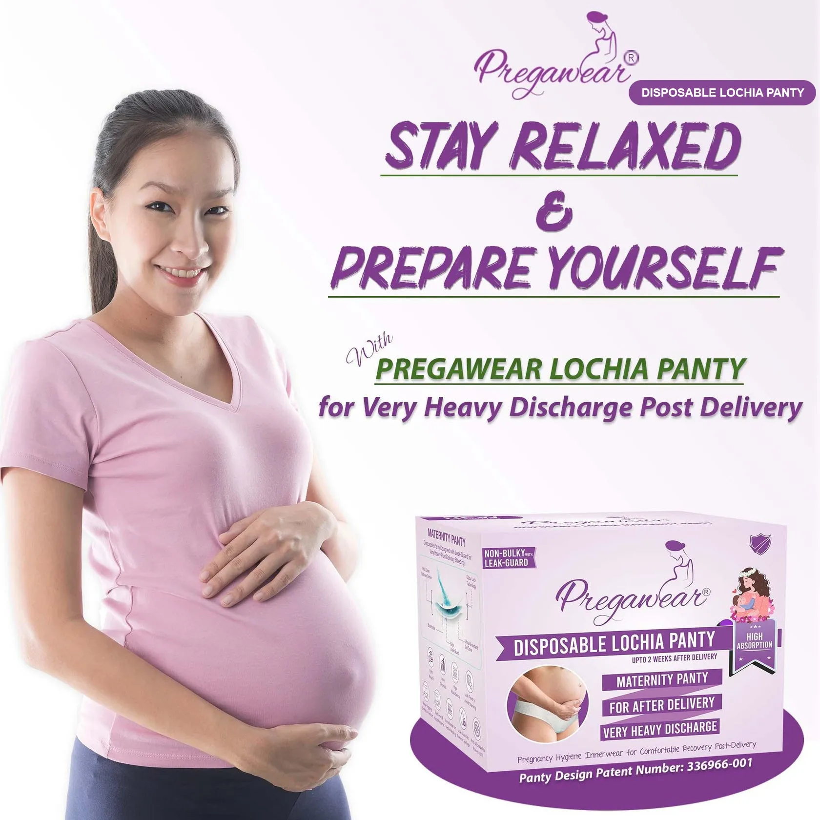 Lochia Maternity Panties (Disposable) with High Absorption Pad & Leak Guard for Extra Heavy Flow, Pregawear--Disposable Lochia Panty