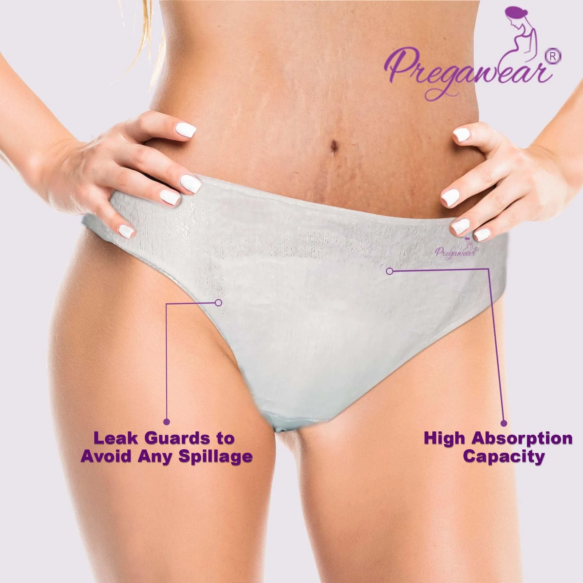 Lochia Maternity Panties (Disposable) with High Absorption Pad & Leak Guard for Extra Heavy Flow, Pregawear--Disposable Lochia Panty