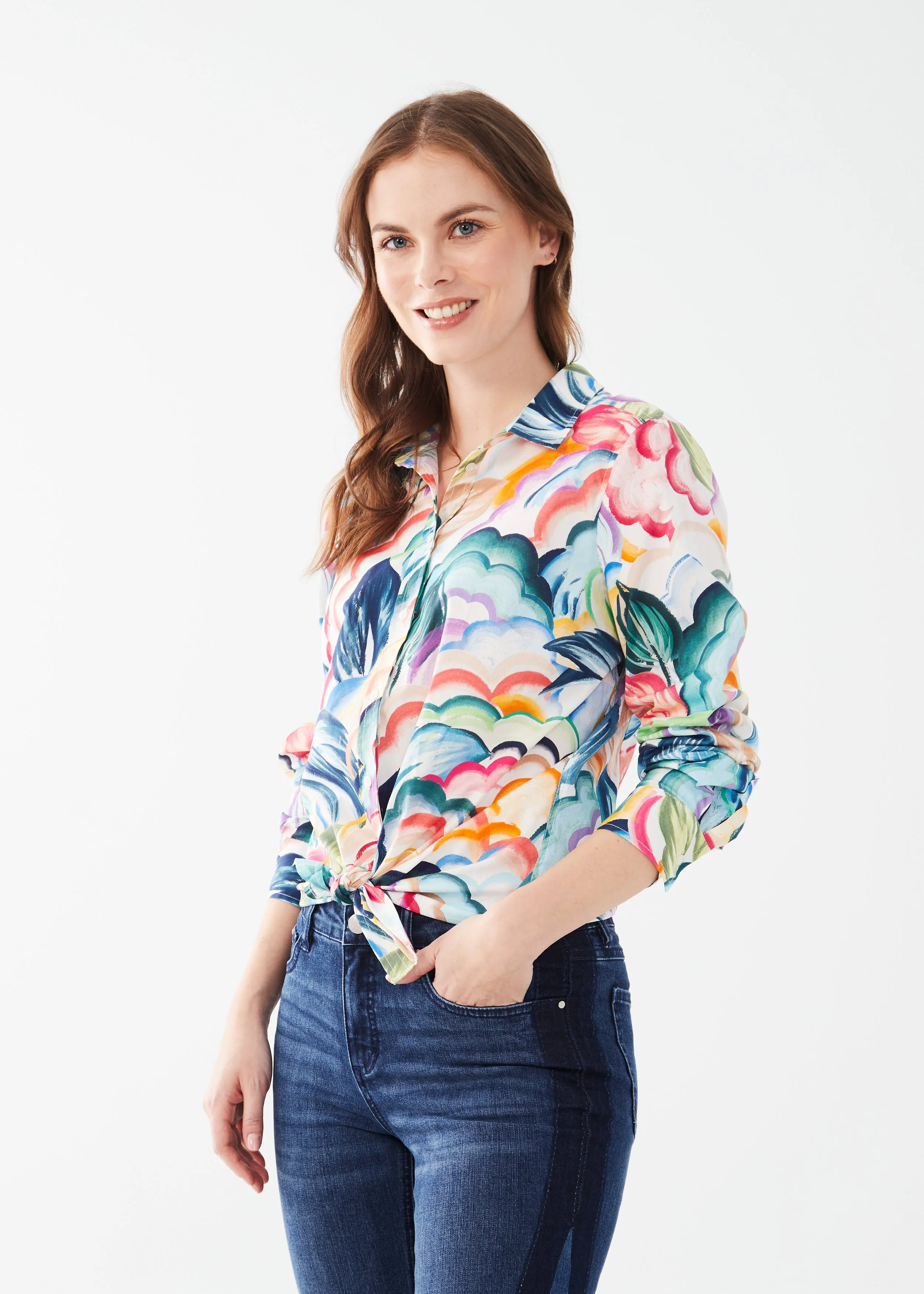 Long Sleeve Printed Poplin Shirt