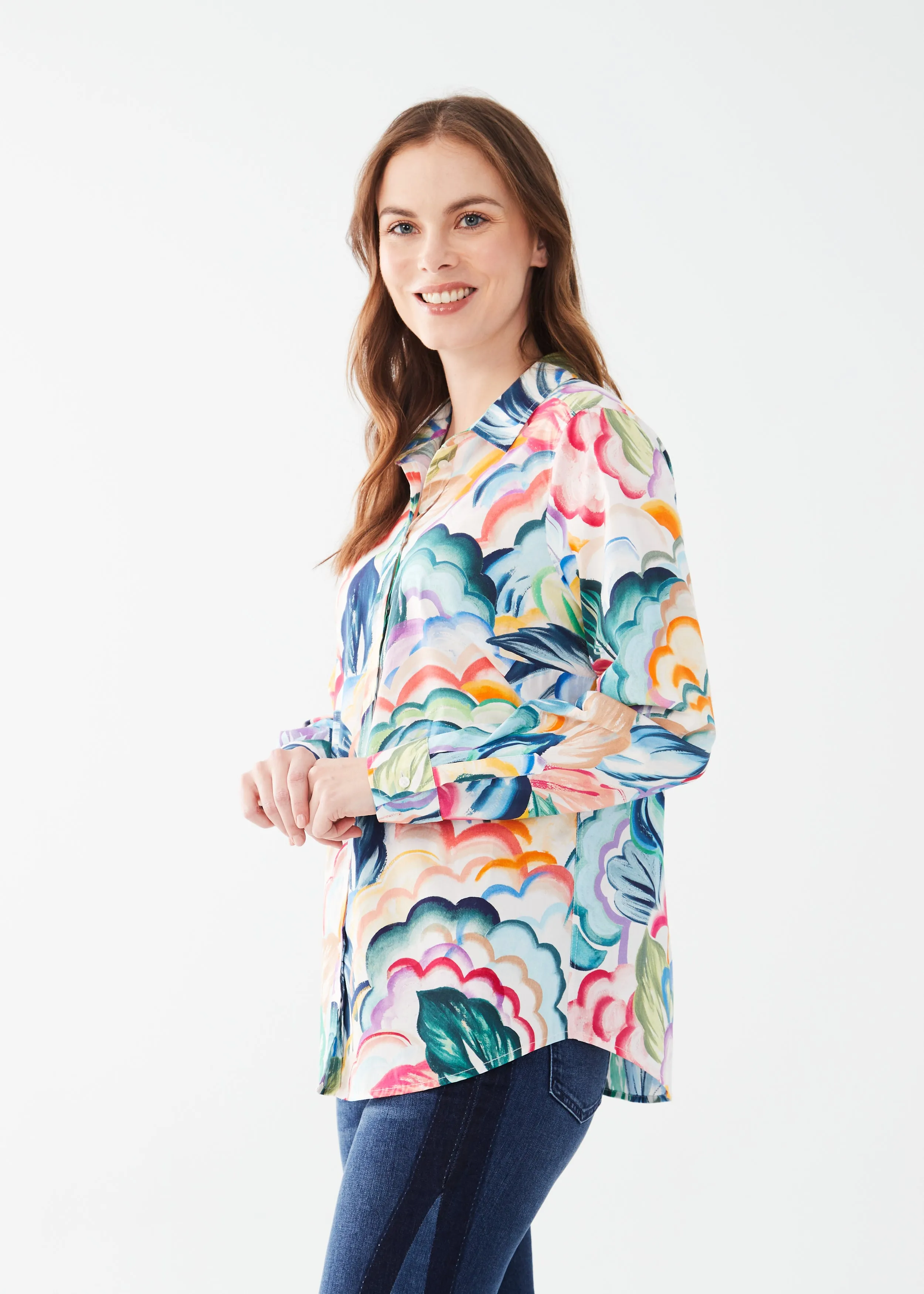 Long Sleeve Printed Poplin Shirt