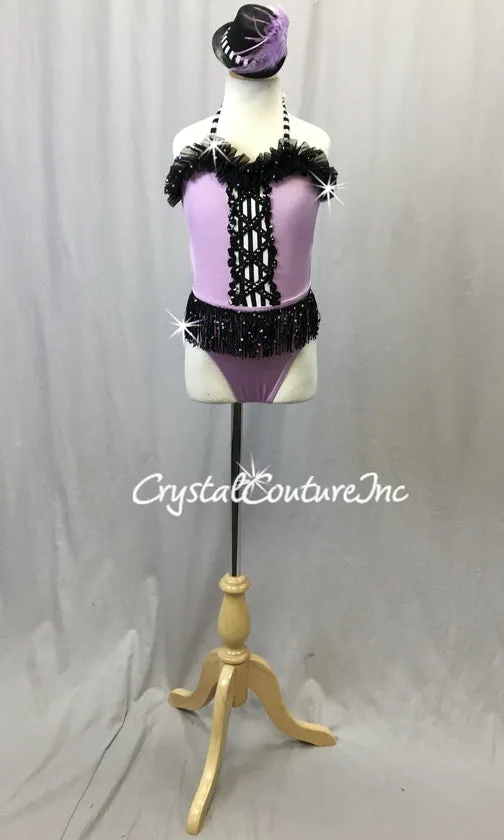 Lt Purple Leotard with Black Accents - Fringe Skirt - Swarovski Rhinestones