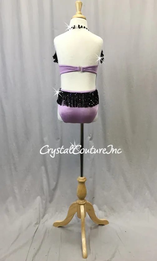 Lt Purple Leotard with Black Accents - Fringe Skirt - Swarovski Rhinestones