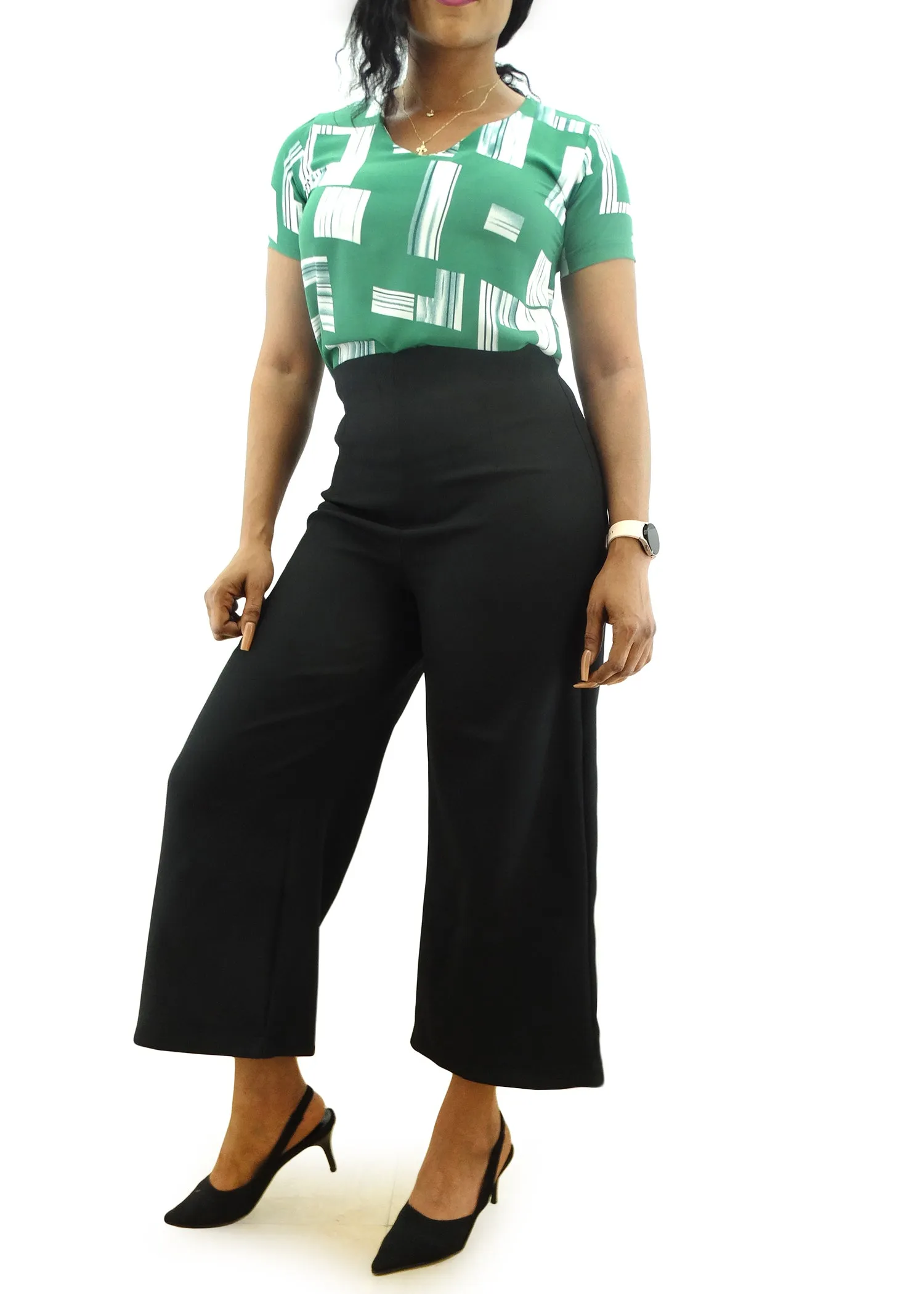 LT236176, Angelus Ladies Wide Leg Pants- Black